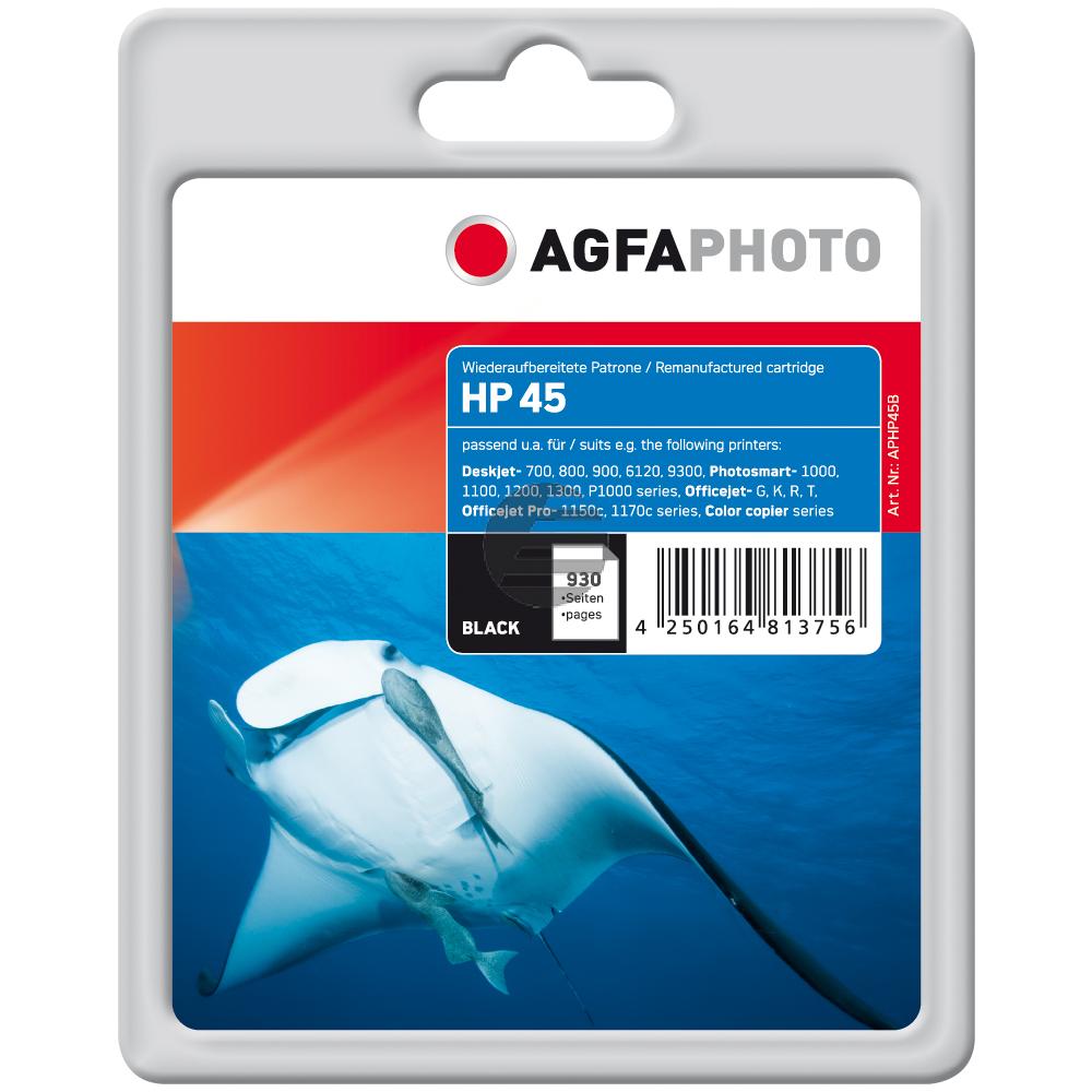 Agfaphoto Tintendruckkopf schwarz HC (APHP45B) ersetzt 51645AE / 45 Agfaphoto Tintendruckkopf schwarz HC (APHP45B) ersetzt 51645AE / 45
