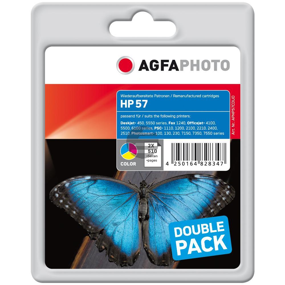 Agfaphoto Tintendruckkopf 2 x cyan/gelb/magenta HC (APHP57CDUO) ersetzt C9503AE / 57 Agfaphoto Tintendruckkopf 2 x cyan/gelb/magenta HC (APHP57CDUO) ersetzt C9503AE / 57