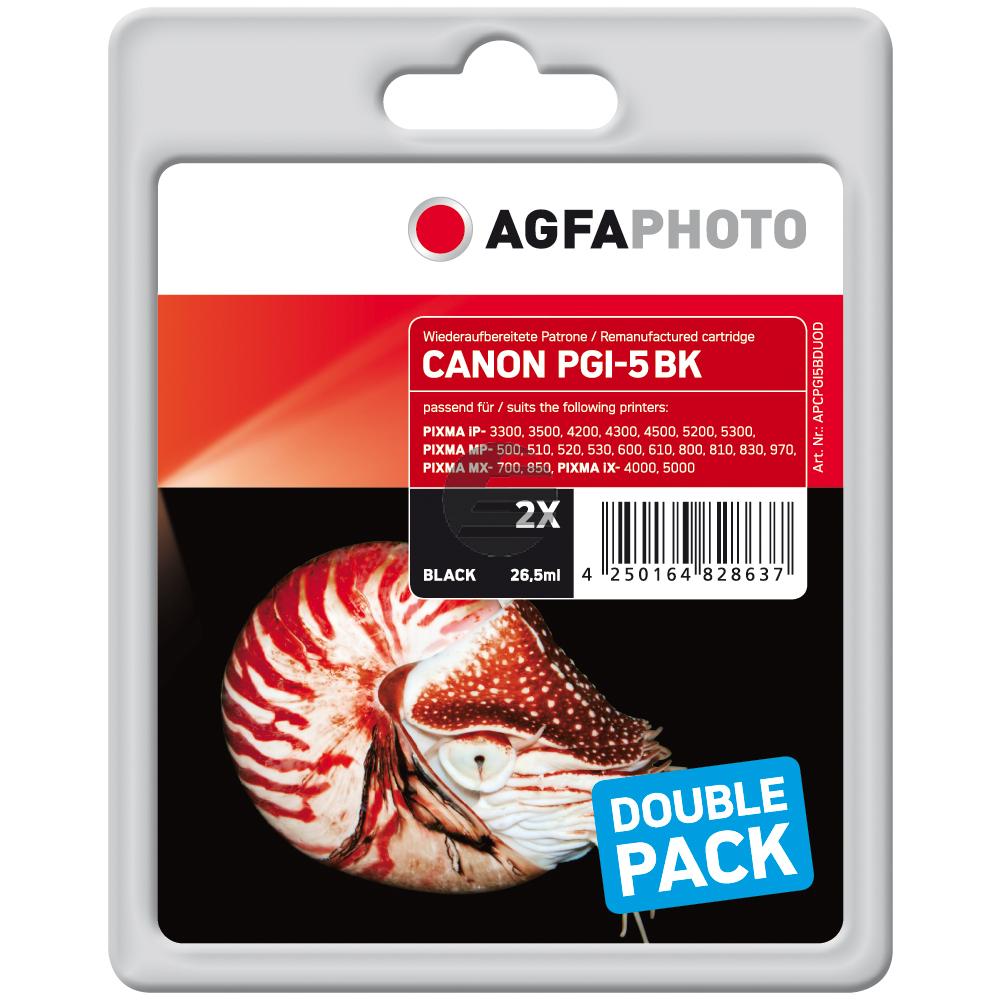 Agfaphoto Tintenpatrone 2 x schwarz 2-Pack (APCPGI5BDUOD) ersetzt 0628B025 / PGI-5BK Agfaphoto Tintenpatrone 2 x schwarz 2-Pack (APCPGI5BDUOD) ersetzt 0628B025 / PGI-5BK