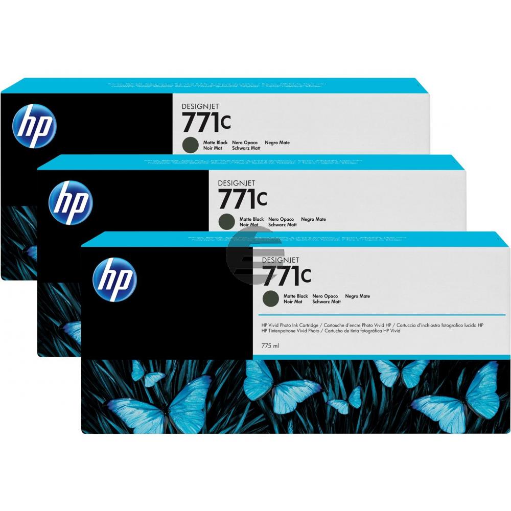 HP Tintenpatrone schwarz matt 3er Pack (B6Y31A, 3 x 771C) HP Tintenpatrone schwarz matt 3er Pack (B6Y31A, 3 x 771C)