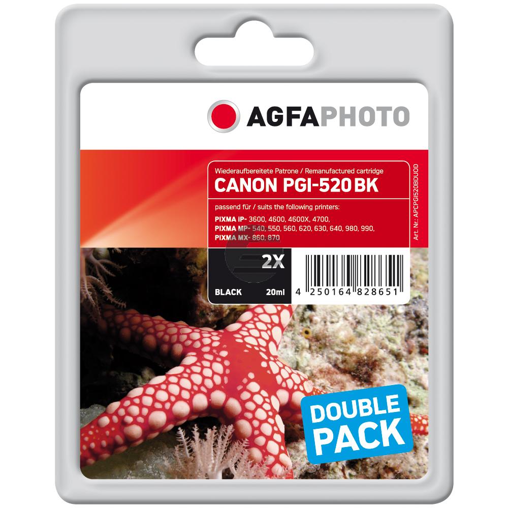 Agfaphoto Tintenpatrone 2 x schwarz (APCPGI520BDUOD) ersetzt 2932B012 / PGI-520PGBK Agfaphoto Tintenpatrone 2 x schwarz (APCPGI520BDUOD) ersetzt 2932B012 / PGI-520PGBK