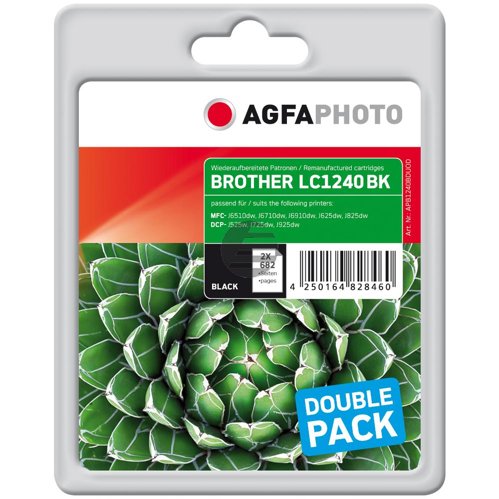 Agfaphoto Tintenpatrone 2 x schwarz (APB1240BDUOD) ersetzt LC-1240BKBP2DR Agfaphoto Tintenpatrone 2 x schwarz (APB1240BDUOD) ersetzt LC-1240BKBP2DR