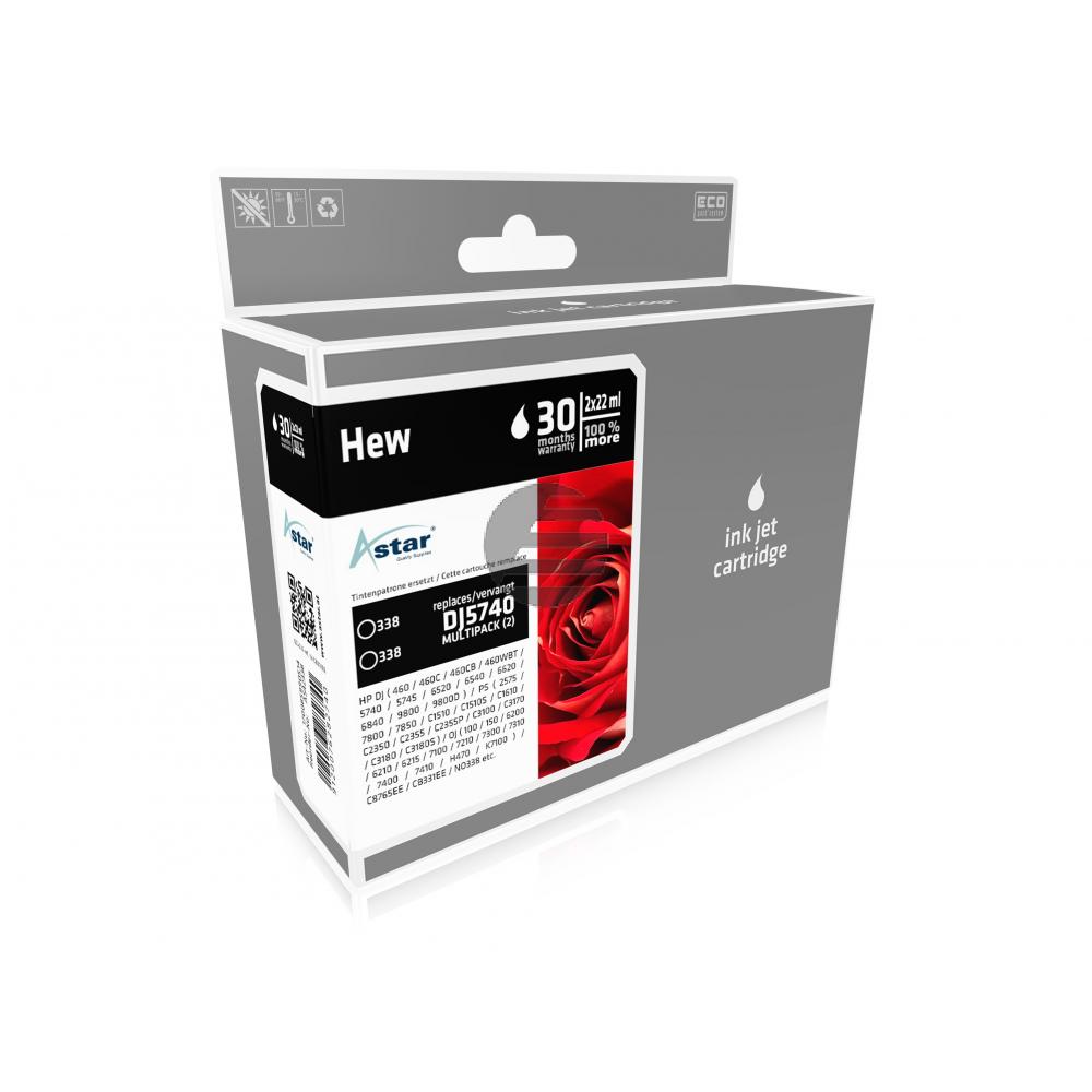 AS42338 ASTAR HP DJ5740 (2) BLACK CB331EE/338 2x900Seiten 2x22ml ersetzt CB331EE / 338 AS42338 ASTAR HP DJ5740 (2) BLACK CB331EE/338 2x900Seiten 2x22ml ersetzt CB331EE / 338