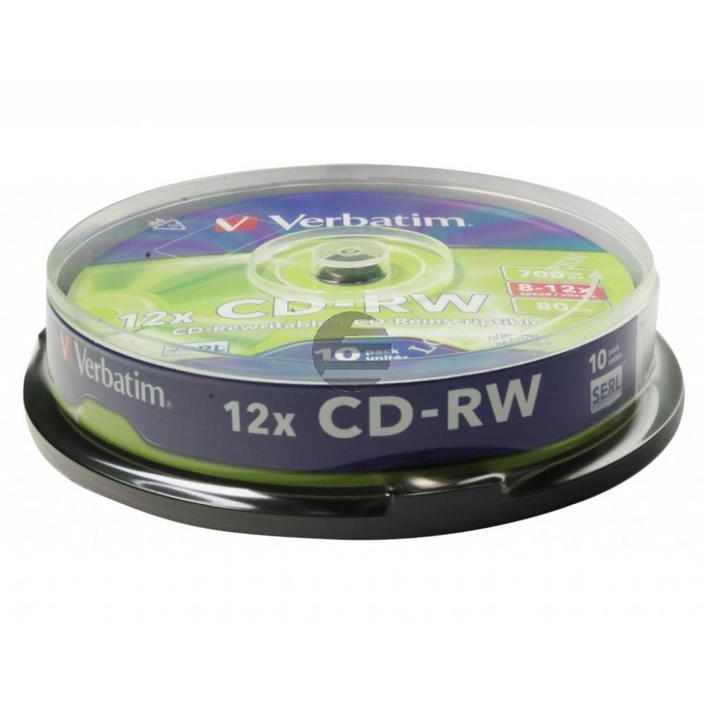 VERBATIM CDRW80 700MB 12x (10) SP 43480 Spindel kratzfest VERBATIM CDRW80 700MB 12x (10) SP 43480 Spindel kratzfest