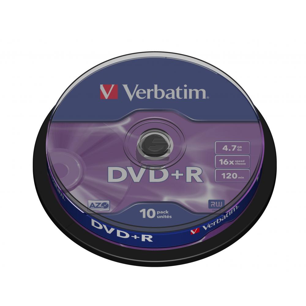 VERBATIM DVD+R 4.7GB 16x (10) SP 43498 Spindel matt silber VERBATIM DVD+R 4.7GB 16x (10) SP 43498 Spindel matt silber