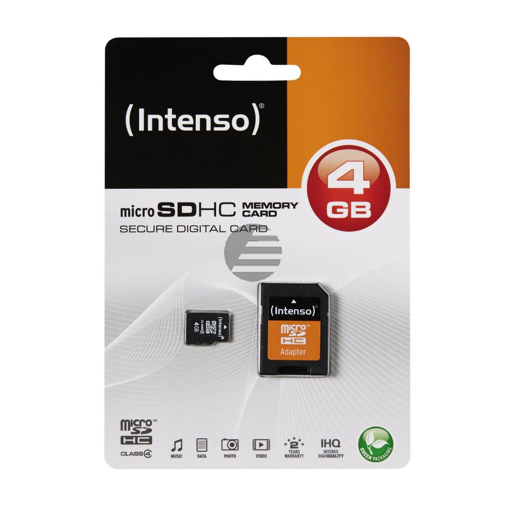 INTENSO MICRO SD SPEICHERKARTE 4GB 3403450 Klasse 4 mit SD Adapter INTENSO MICRO SD SPEICHERKARTE 4GB 3403450 Klasse 4 mit SD Adapter