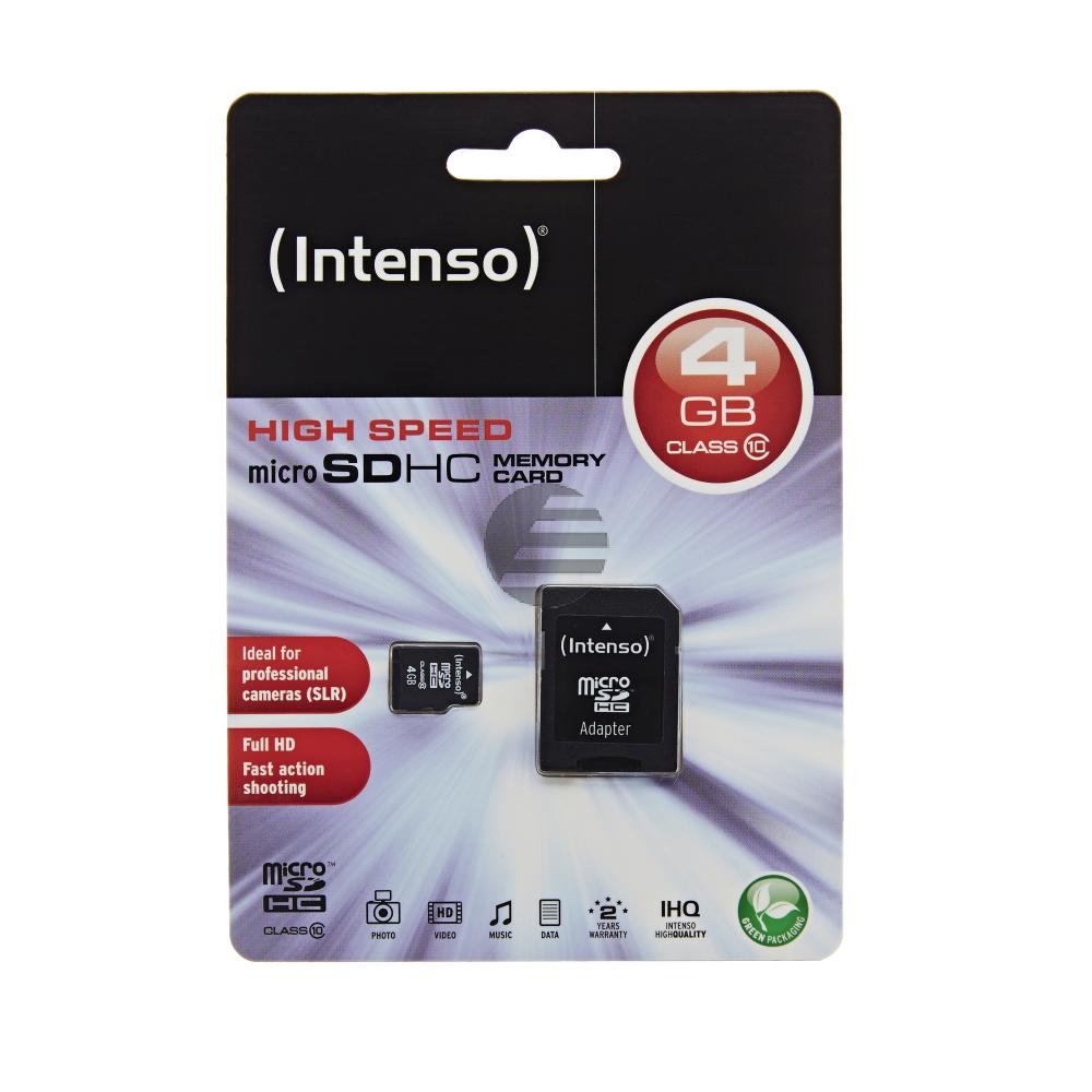 INTENSO MICRO SD SPEICHERKARTE 4GB 3413450 Klasse 10 mit SD Adapter INTENSO MICRO SD SPEICHERKARTE 4GB 3413450 Klasse 10 mit SD Adapter