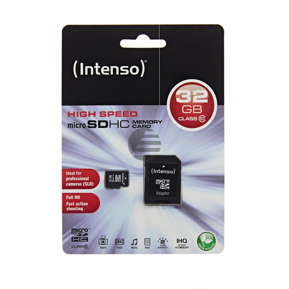 INTENSO MICRO SD SPEICHERKARTE 32GB 3413480 Klasse 10 mit SD Adapter INTENSO MICRO SD SPEICHERKARTE 32GB 3413480 Klasse 10 mit SD Adapter