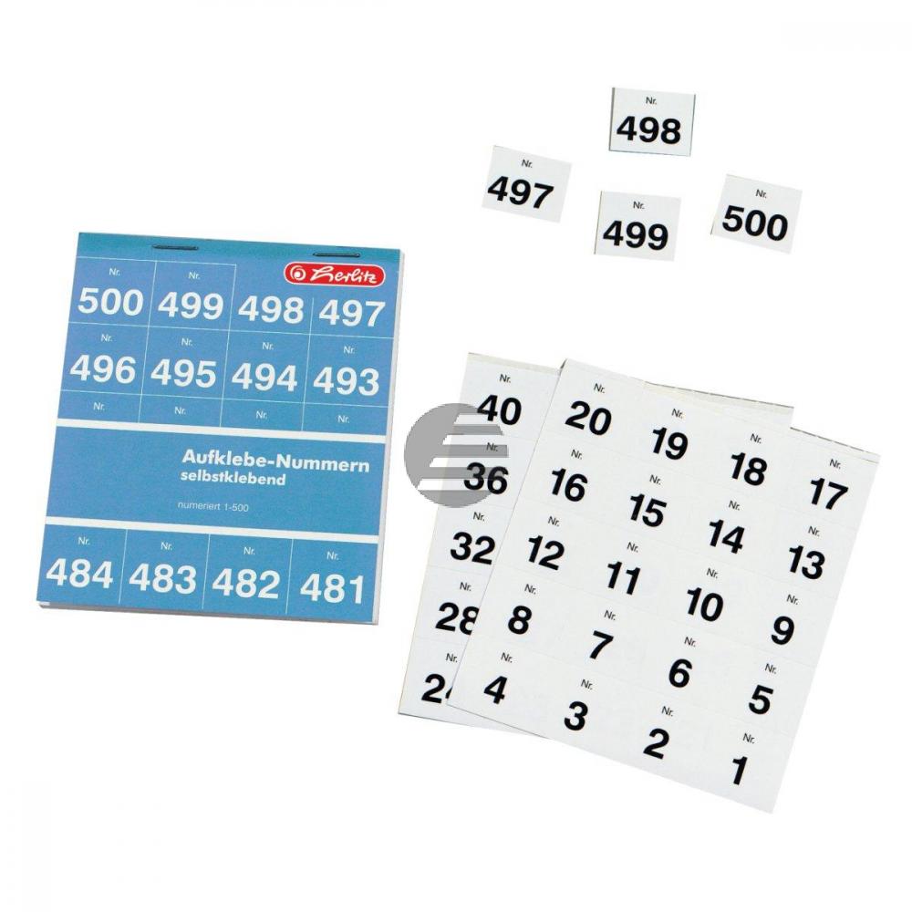 Herlitz Aufklebenummern 1-500 weiß Inh.500 Herlitz Aufklebenummern 1-500 weiß Inh.500