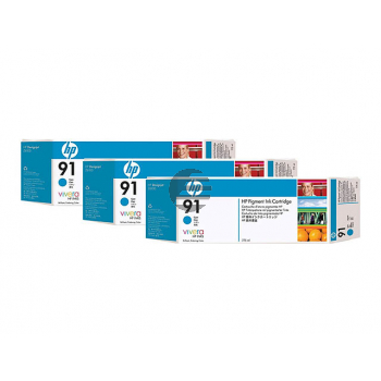 HP Tintenpatrone 3 x cyan 3er Pack (C9483A, 3 x 91) HP Tintenpatrone 3 x cyan 3er Pack (C9483A, 3 x 91)
