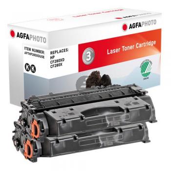 Agfaphoto Toner-Kartusche 2 x schwarz 2-Pack (APTHP280XDUOE) ersetzt CF280XD / 80XD Agfaphoto Toner-Kartusche 2 x schwarz 2-Pack (APTHP280XDUOE) ersetzt CF280XD / 80XD