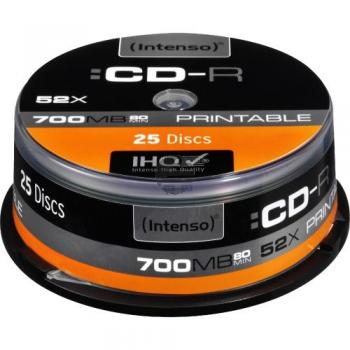 INTENSO CDR80 700MB 52x (25) CB 1801124 Cake Box bedruckbar INTENSO CDR80 700MB 52x (25) CB 1801124 Cake Box bedruckbar