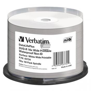 VERBATIM DVD-R 4.7GB 16x (50) CB 43734 Cake Box bedruckbar VERBATIM DVD-R 4.7GB 16x (50) CB 43734 Cake Box bedruckbar