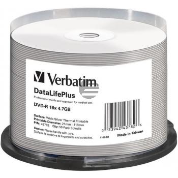 VERBATIM DVD-R 4.7GB 16x (50) CB 43782 breit thermo bedruckbar keine ID VERBATIM DVD-R 4.7GB 16x (50) CB 43782 breit thermo bedruckbar keine ID