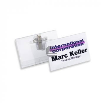Durable Namensschilder mit Kombiklemme farblos Inh.50 Durable Namensschilder mit Kombiklemme farblos Inh.50