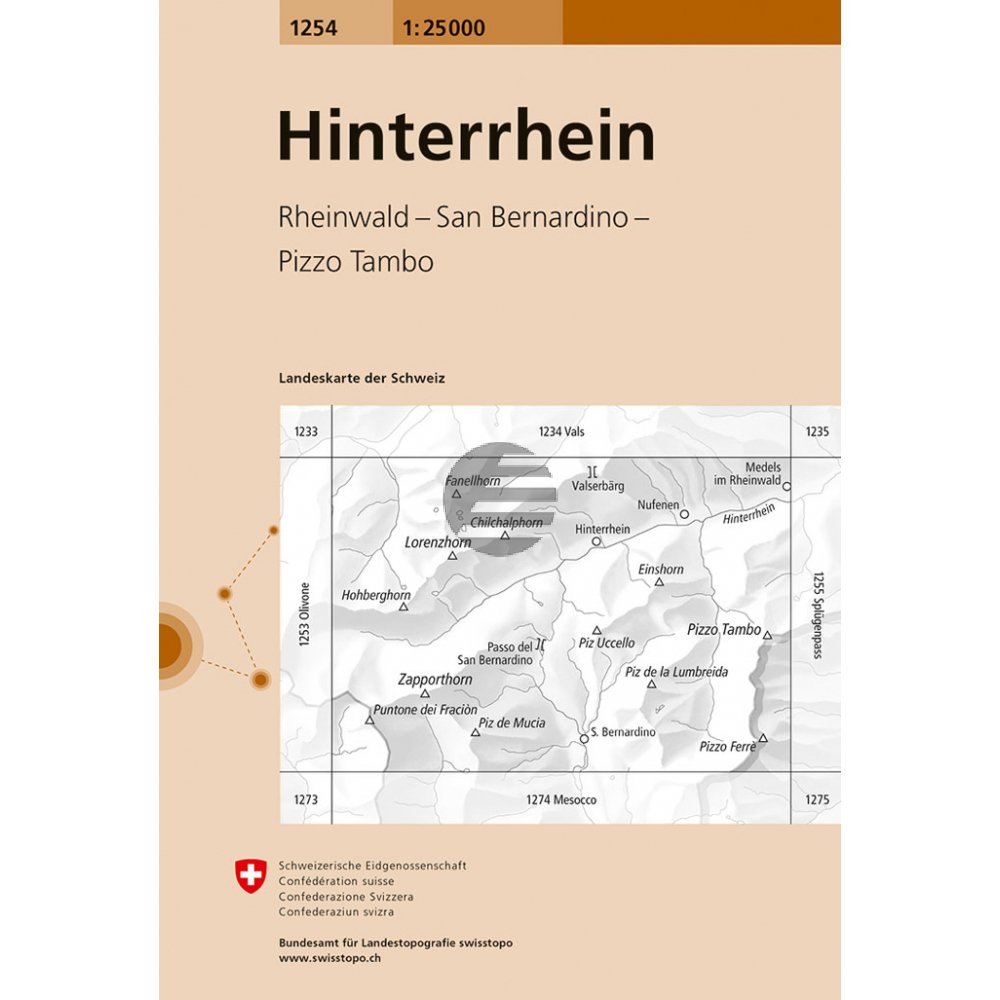 SWISSTOPO Landkarte 1254 Hinterrhein 1:25'000