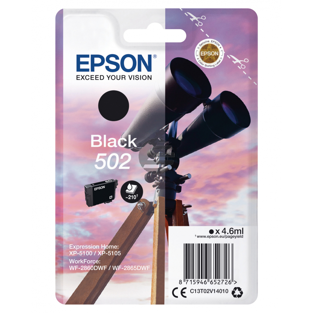 Epson Tintenpatrone schwarz (C13T02V14010, 502)