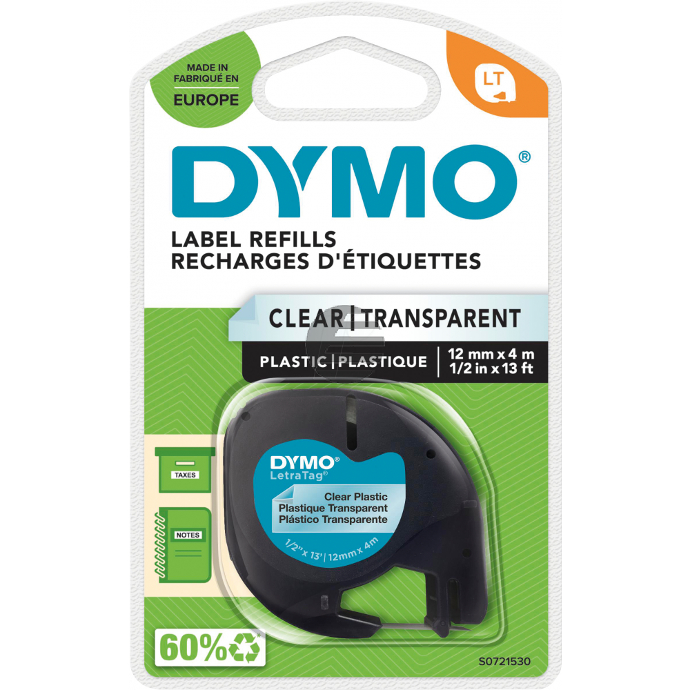 Dymo Schriftbandkassette schwarz/transparent (S0721530, 12267)