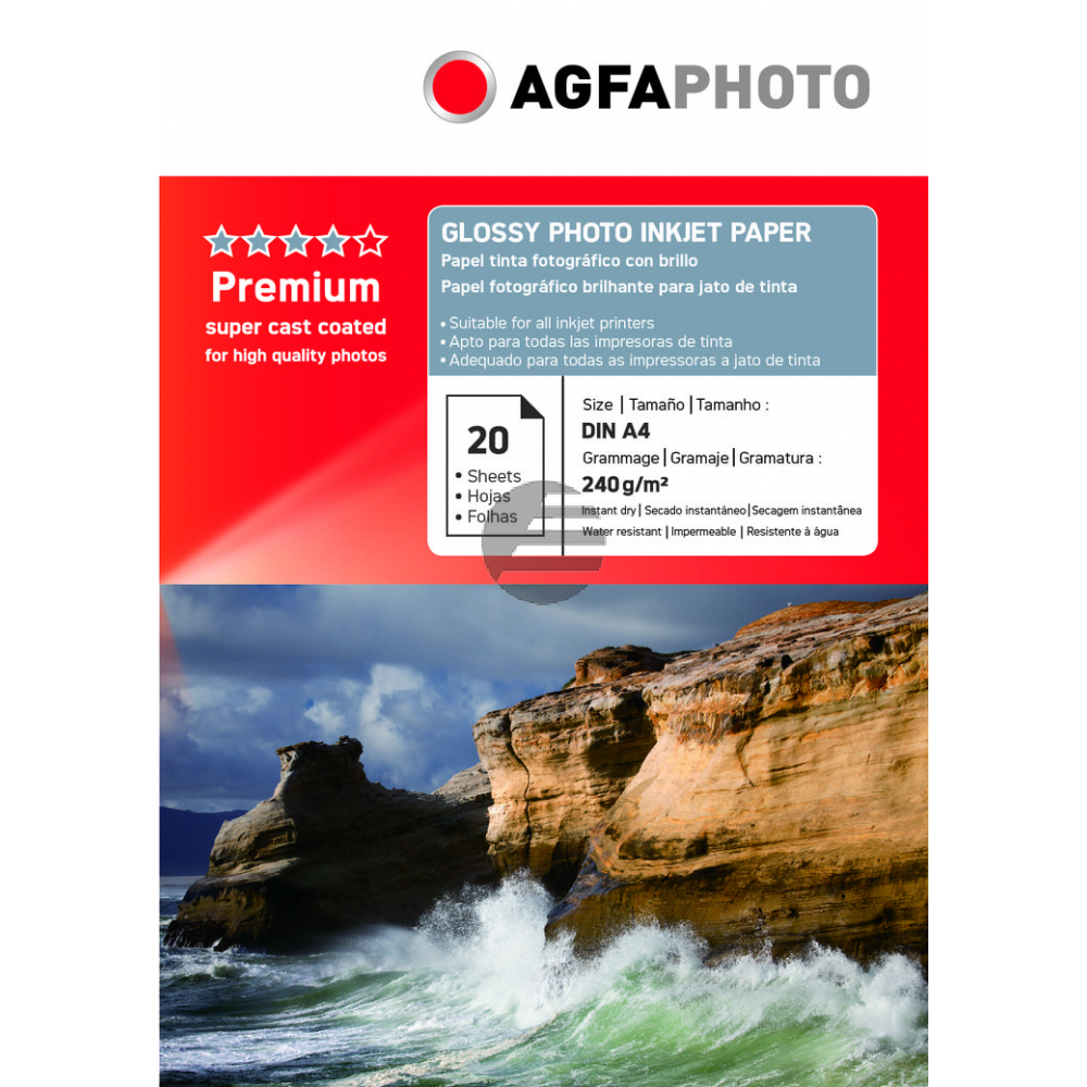 Agfaphoto Fotopapier glänzend 50 Blatt DIN A4 240 g/m² (AP24050A4NEU)
