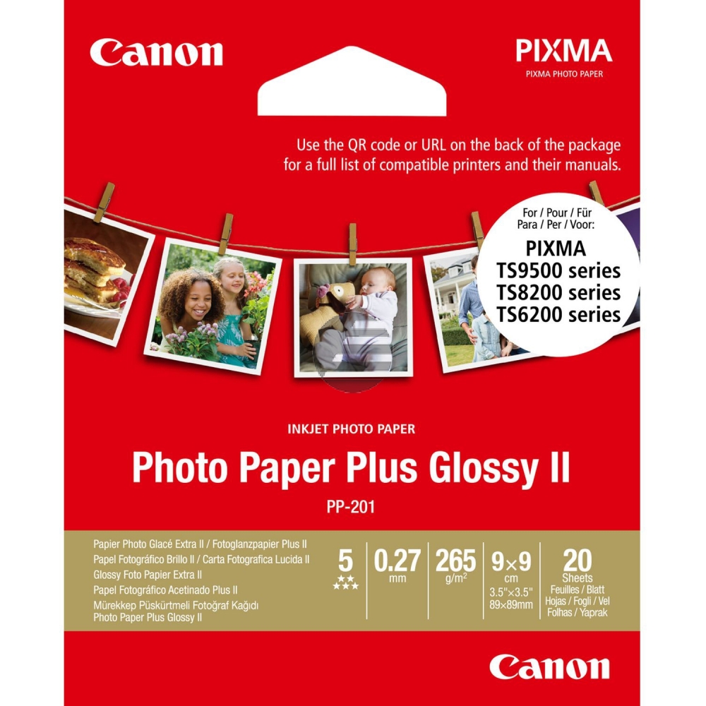 Canon Fotopapier glänzend 20 Blatt 9 x 9 cm 265 g/m² (2311B070)