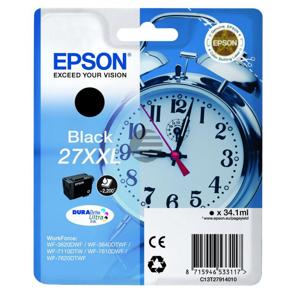 Epson Tintenpatrone schwarz HC plus (C13T27914022, T2791)