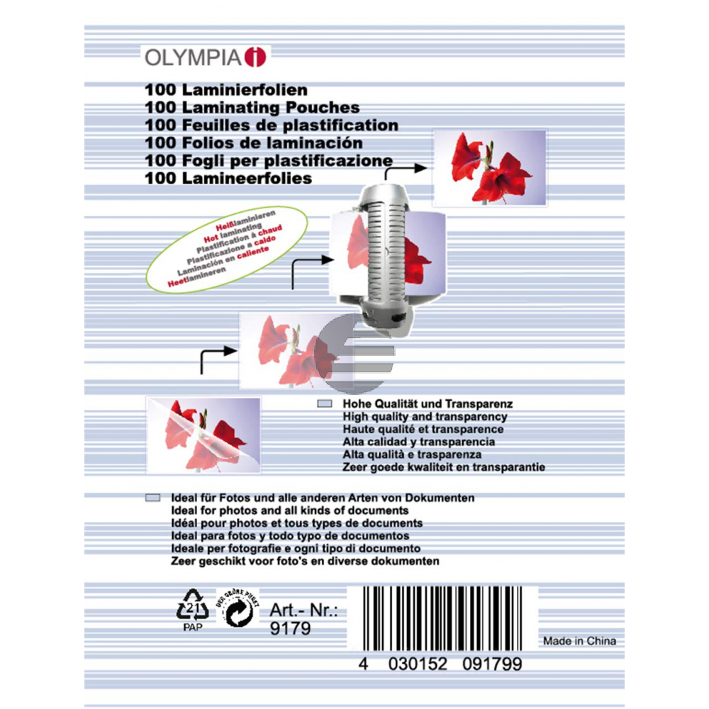 Olympia Laminierfolie 100 Stk. 125 Mikron Business Card (9179)