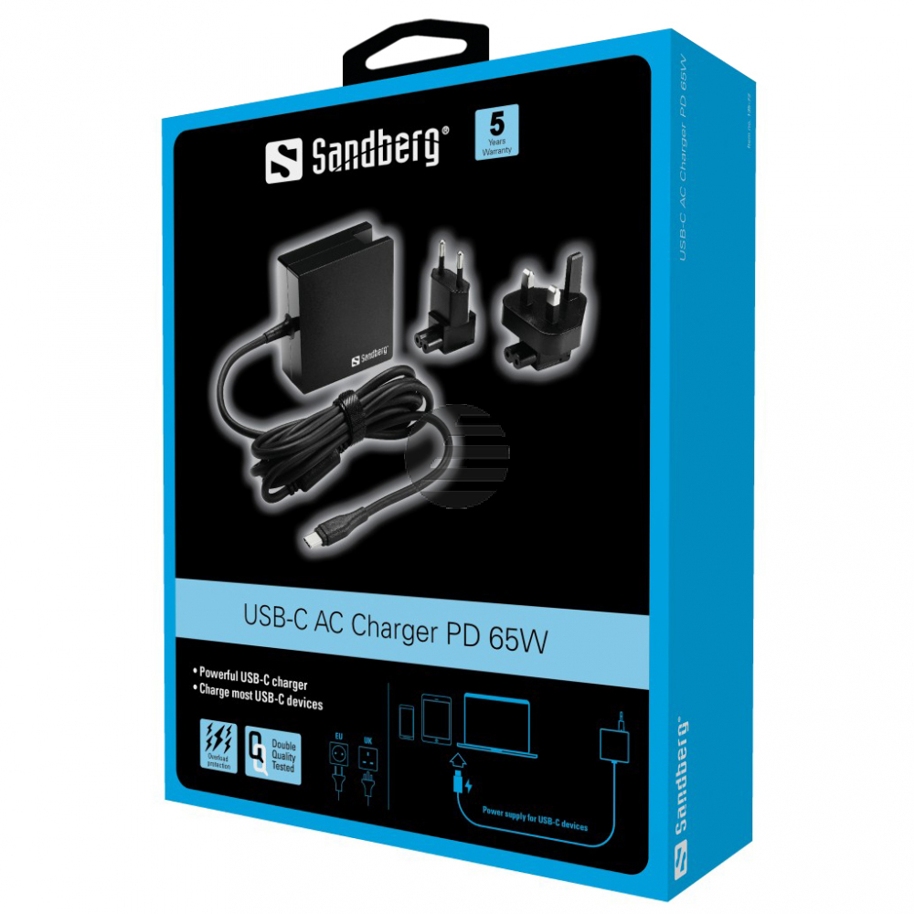 Sandberg USB-C PD AC-Charger 65W EU+UK