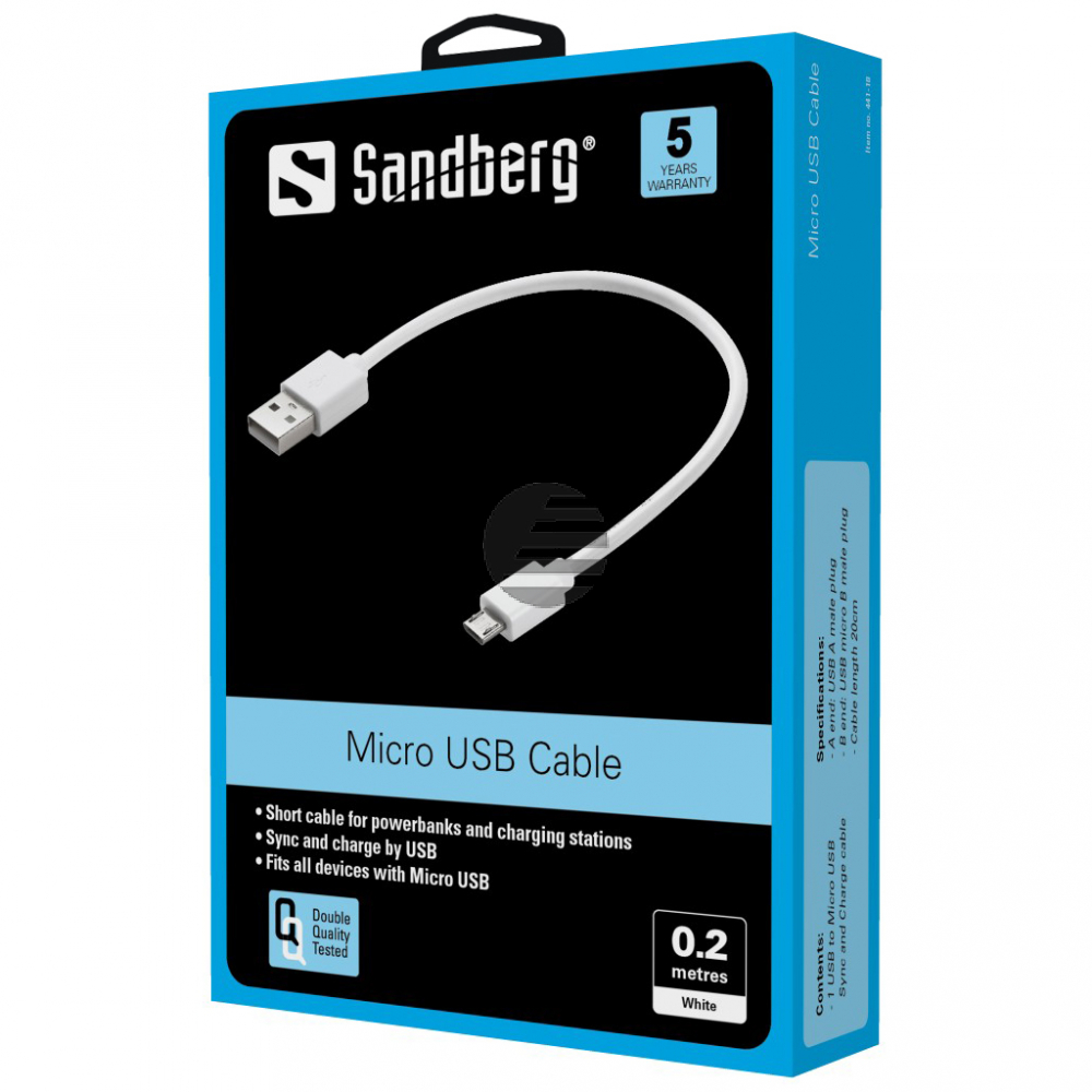 Sandberg MicroUSB Sync/ChargeCable 0.2m