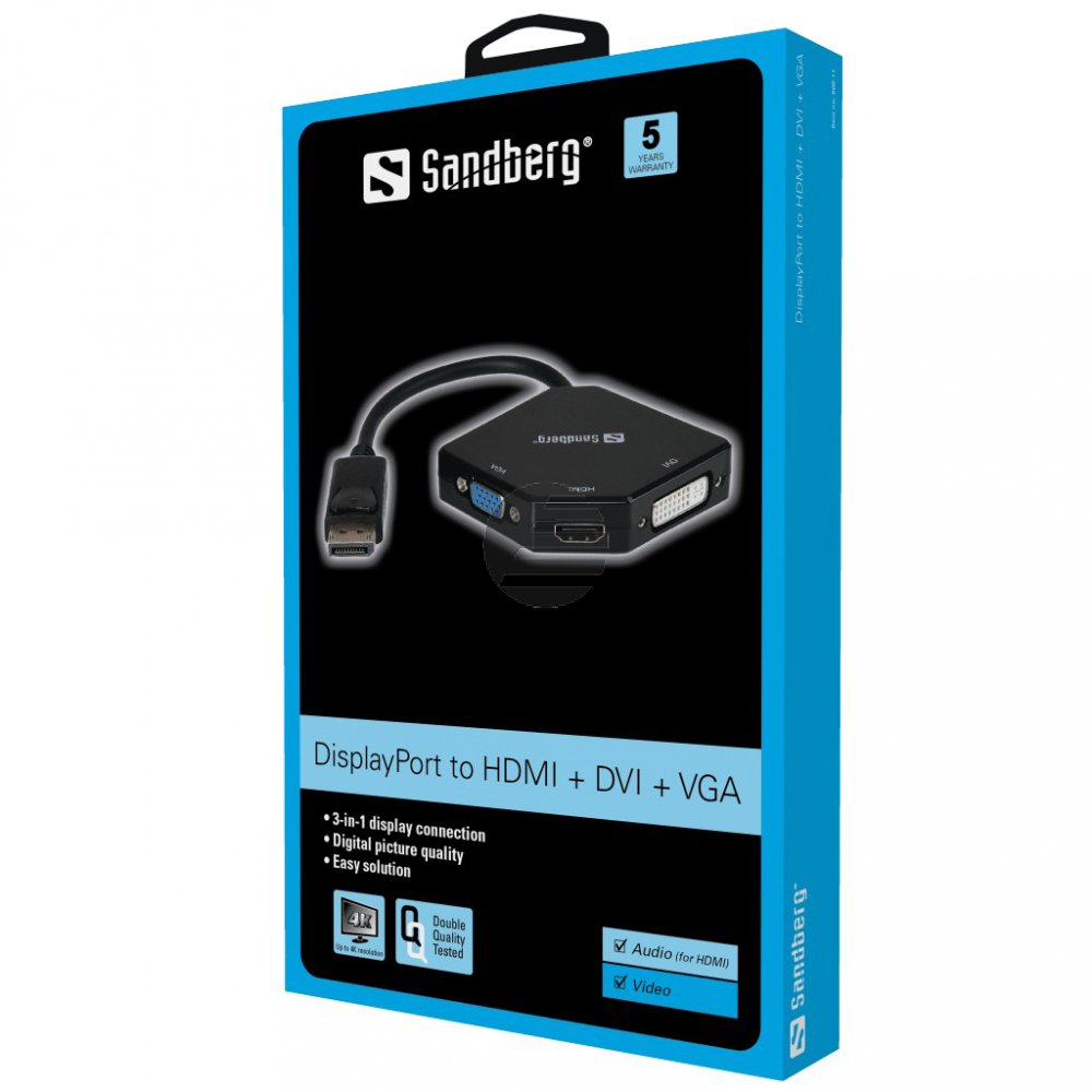 Sandberg Adapter DP>HDMI+DVI+VGA