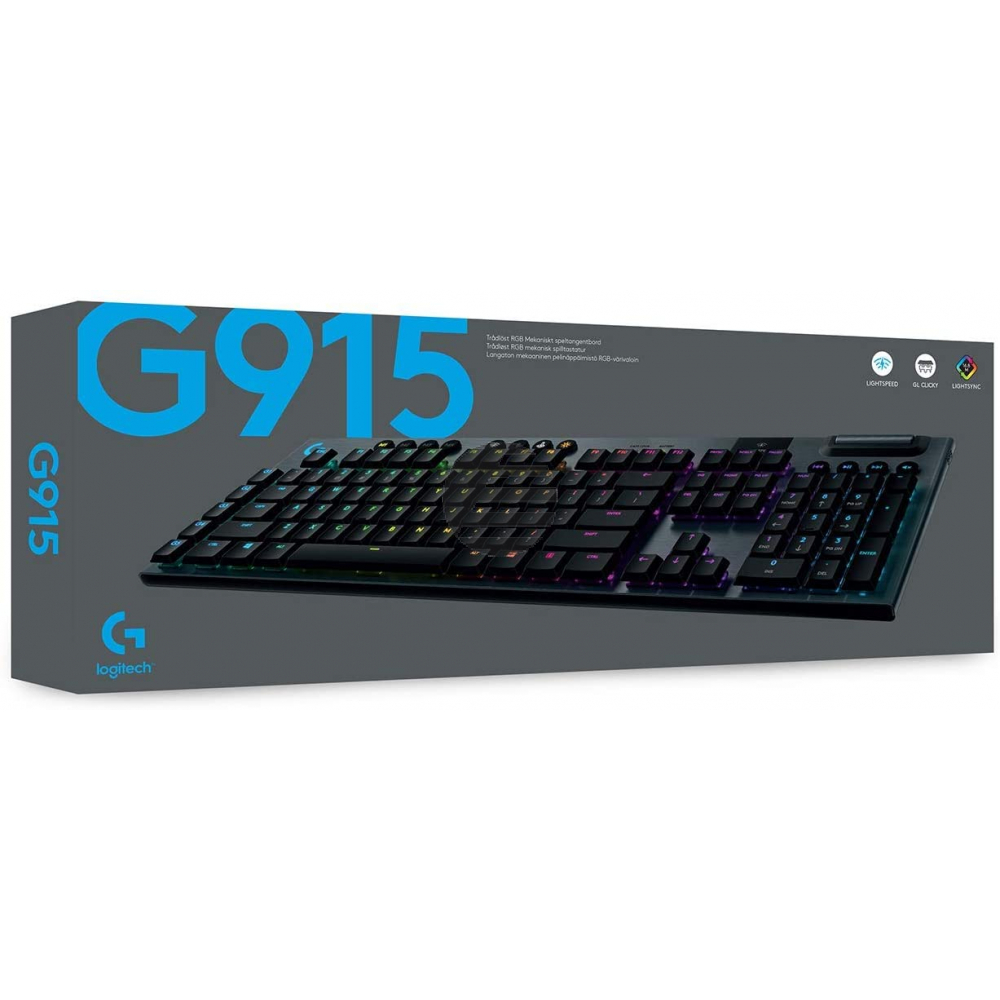 LOGITECH G915 LIGHTSPEED Wireless RGB Mechanical Gaming Keyboard - GL Tactile - CARBON - DEU - CENTRAL