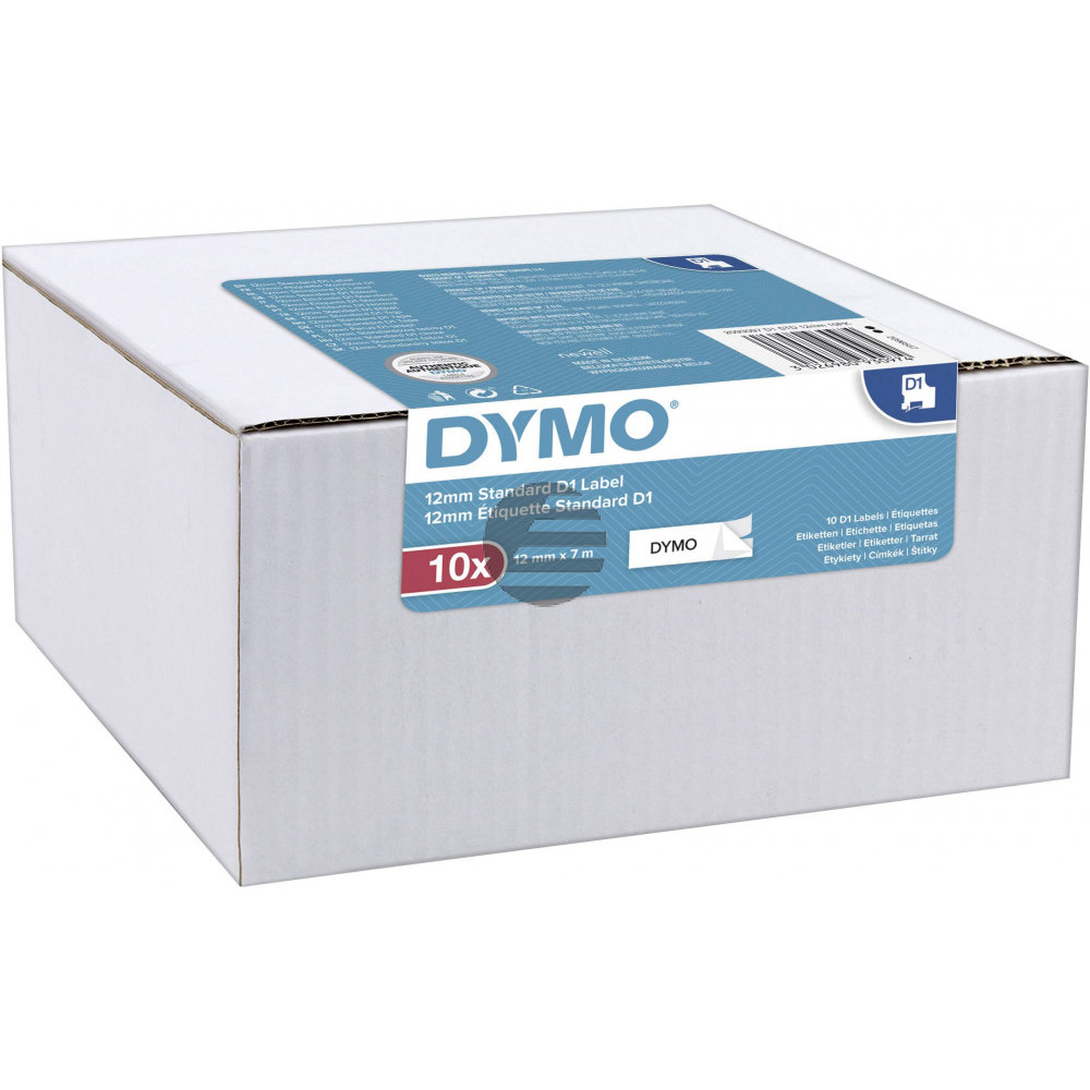 Dymo Schriftbandkassette 12mm weiß/schwarz (2093097)