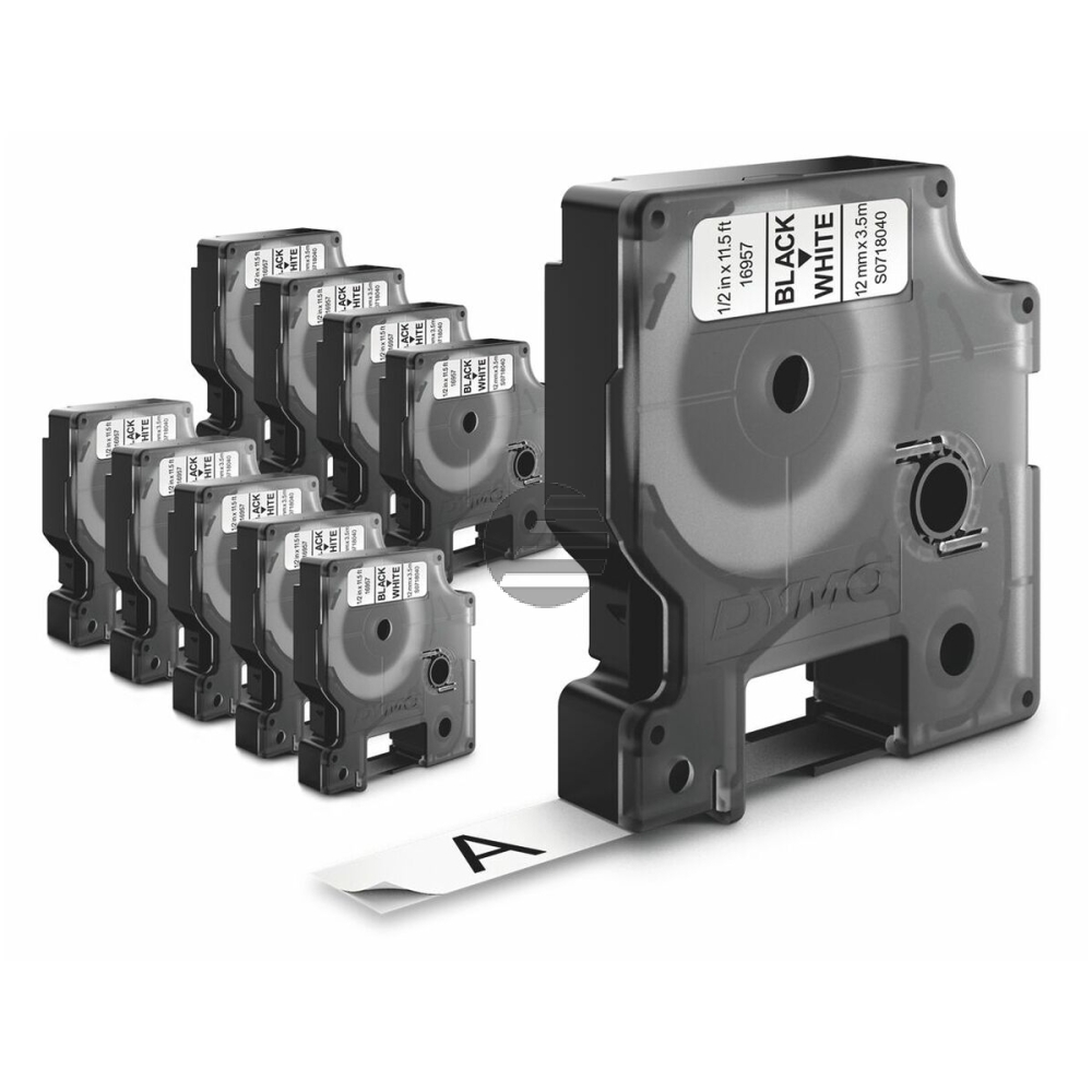 Dymo Schriftbandkassette 12mm weiß/schwarz (2093097)