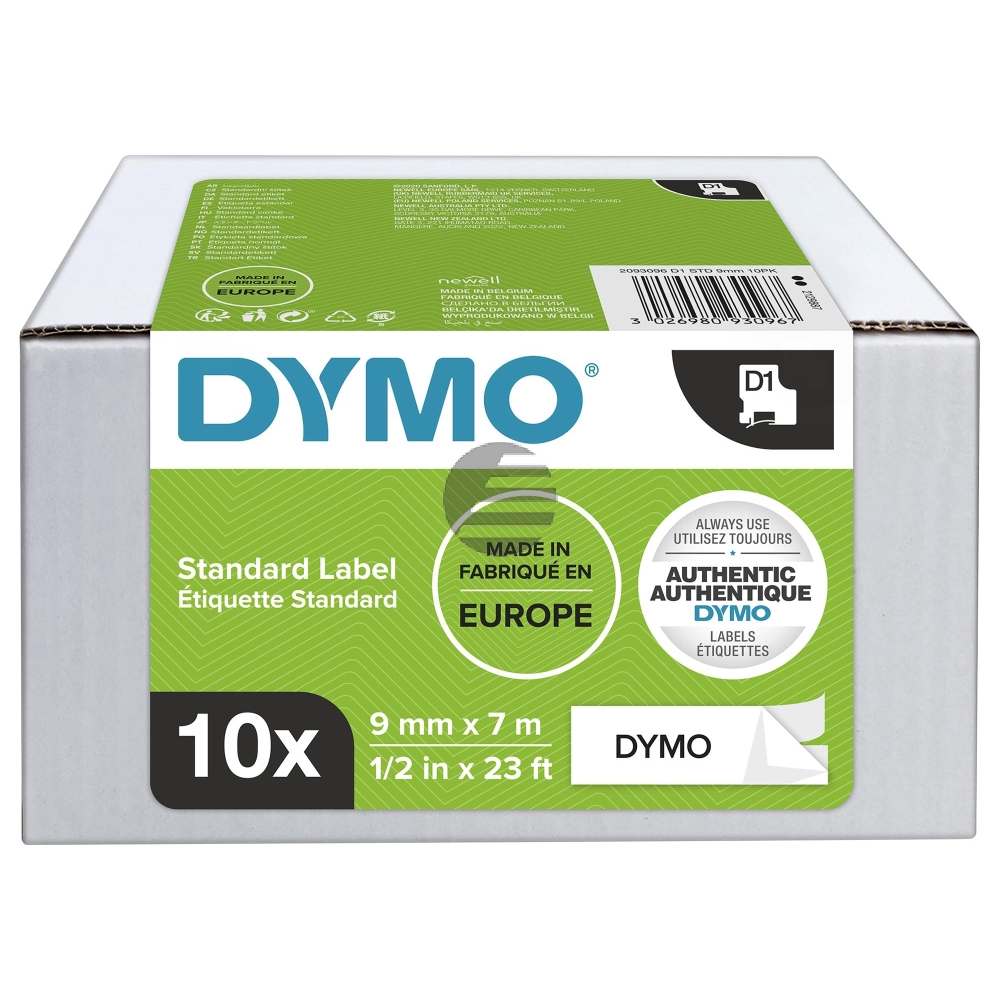 Dymo Schriftbandkassette 9mm weiß/schwarz (2093096)