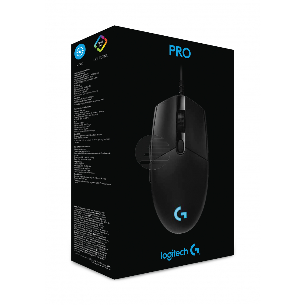 LOGITECH PRO (HERO) Wireless Gaming Mouse - BLACK - USB - EWR2