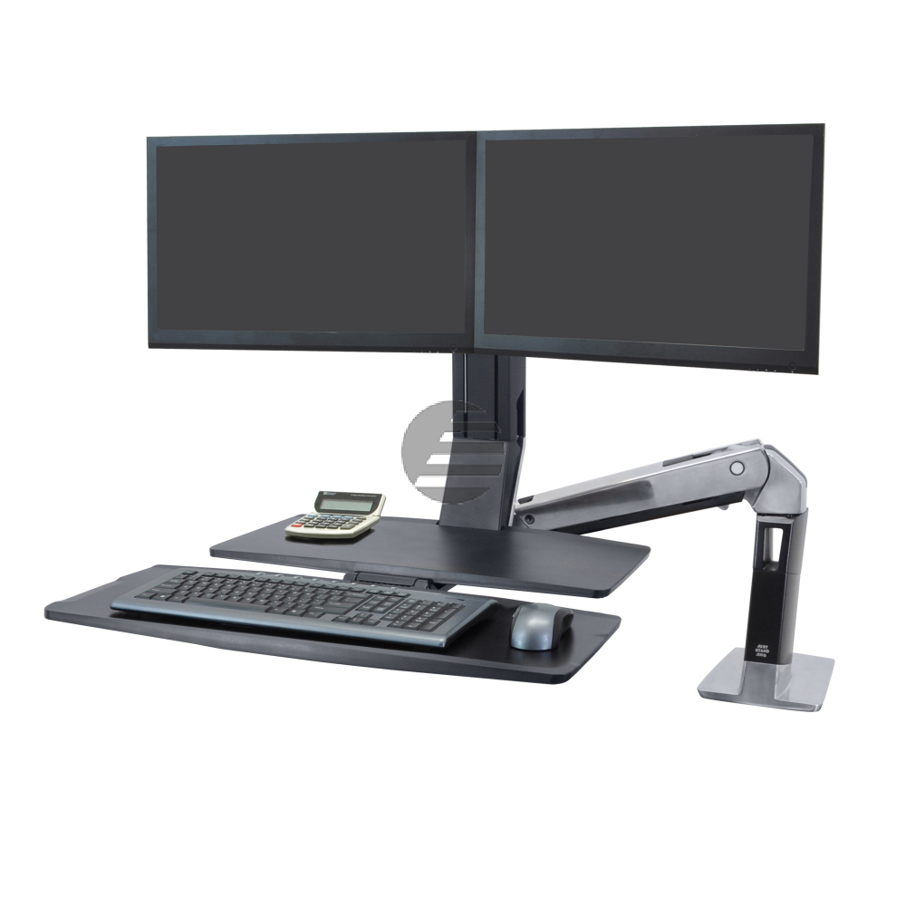 ERGOTRON WorkFit-A dual mit Arbeitsflaeche Steh- und Sitzarbeitsplatz LCD bis 61cm 24Zoll max.11kg. Anhebung bis 64cm