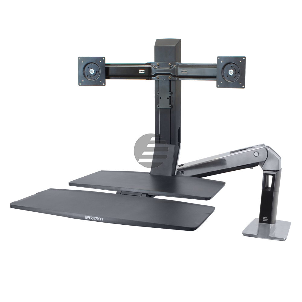 ERGOTRON WorkFit-A dual mit Arbeitsflaeche Steh- und Sitzarbeitsplatz LCD bis 61cm 24Zoll max.11kg. Anhebung bis 64cm