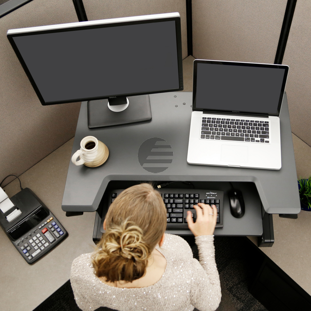 ERGOTRON WorkFit-TL Sitz-Steh-Schreibtisch-Arbeitsplatz schwarz max. Belastung 18kg.