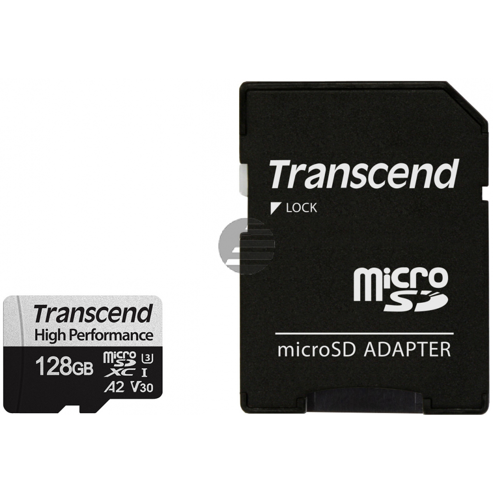 TRANSCEND microSD Card 330S, 128GB TS128GUSD UHS-I U3 with Adapter, HP