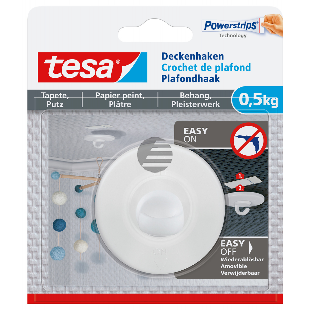 TESA Deckenhaken bis 0,5kg 777810000 Tapete & Putz