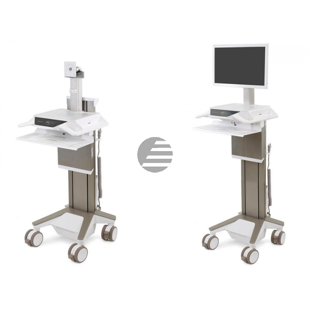 Ergotron CareFit Pro - Wagen für LCD-Anzeige/Tastatur/Maus/CPU (Electric Lift) - medizinisch - weiß, Warm Gray - Bildschirmgröße