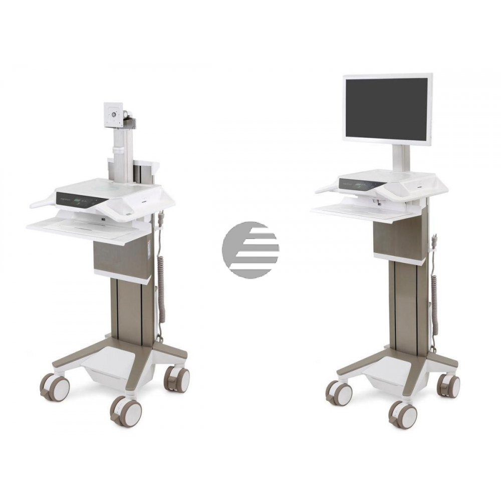 Ergotron CareFit Pro - Wagen für LCD-Anzeige/Tastatur/Maus/CPU (Electric Lift) - medizinisch - weiß, Warm Gray - Bildschirmgröße