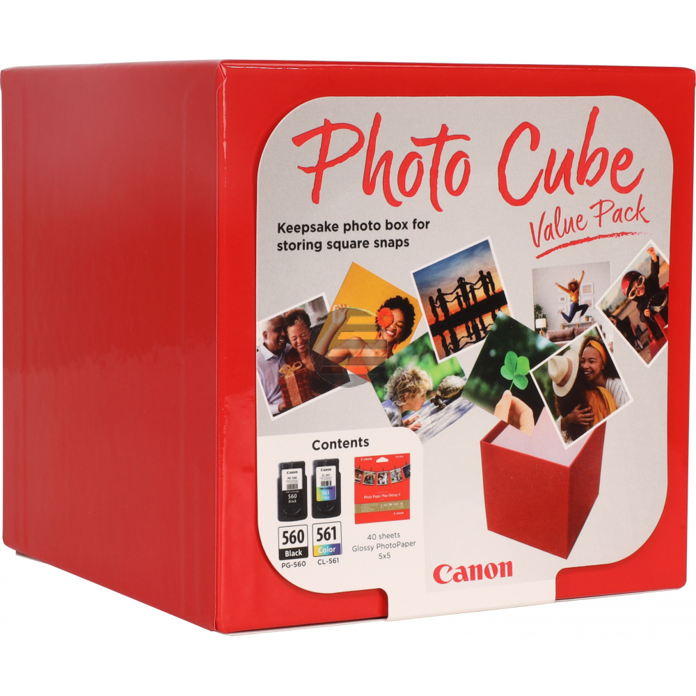 Canon Tintenpatrone + Papier farbig, schwarz (3713C007, CL-561, PG-560)