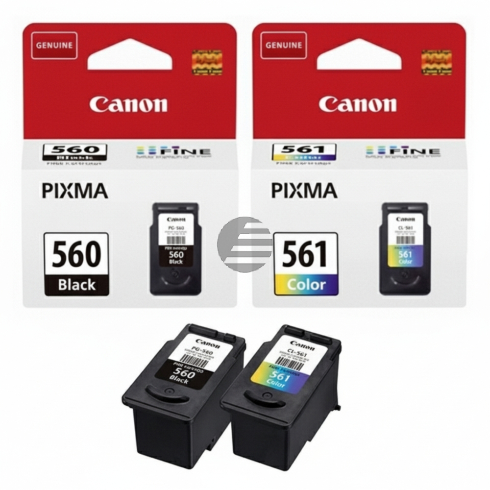 Canon Tintenpatrone + Papier farbig, schwarz (3713C007, CL-561, PG-560)