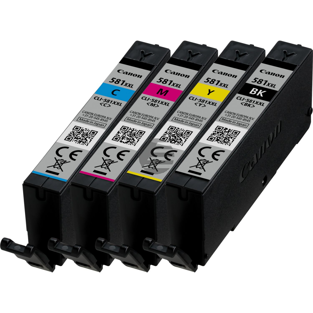 Canon Tintenpatrone gelb, magenta, schwarz, cyan (1998C007, CLI-581BKXXL, CLI-581CXXL, CLI-581MXXL, CLI-581YXXL)