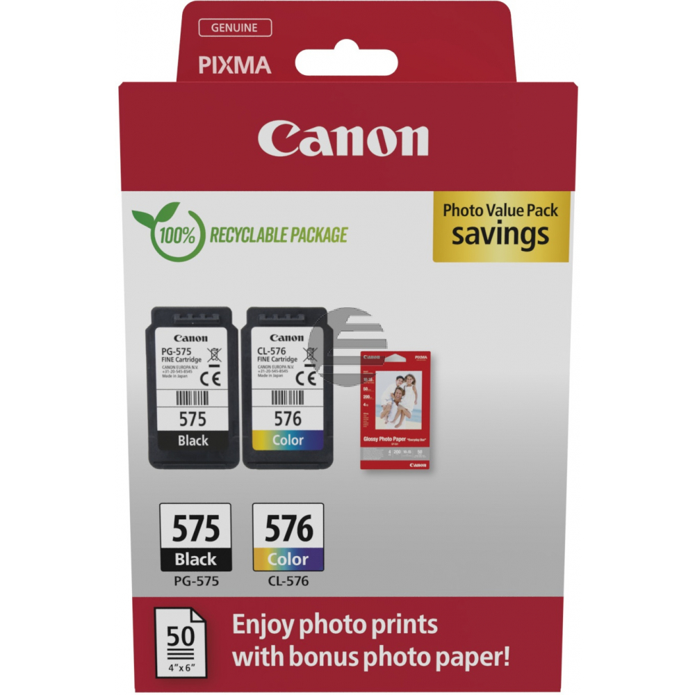 Canon Tintenpatrone + Papier cyan/magenta/gelb, schwarz HC (5438C004)