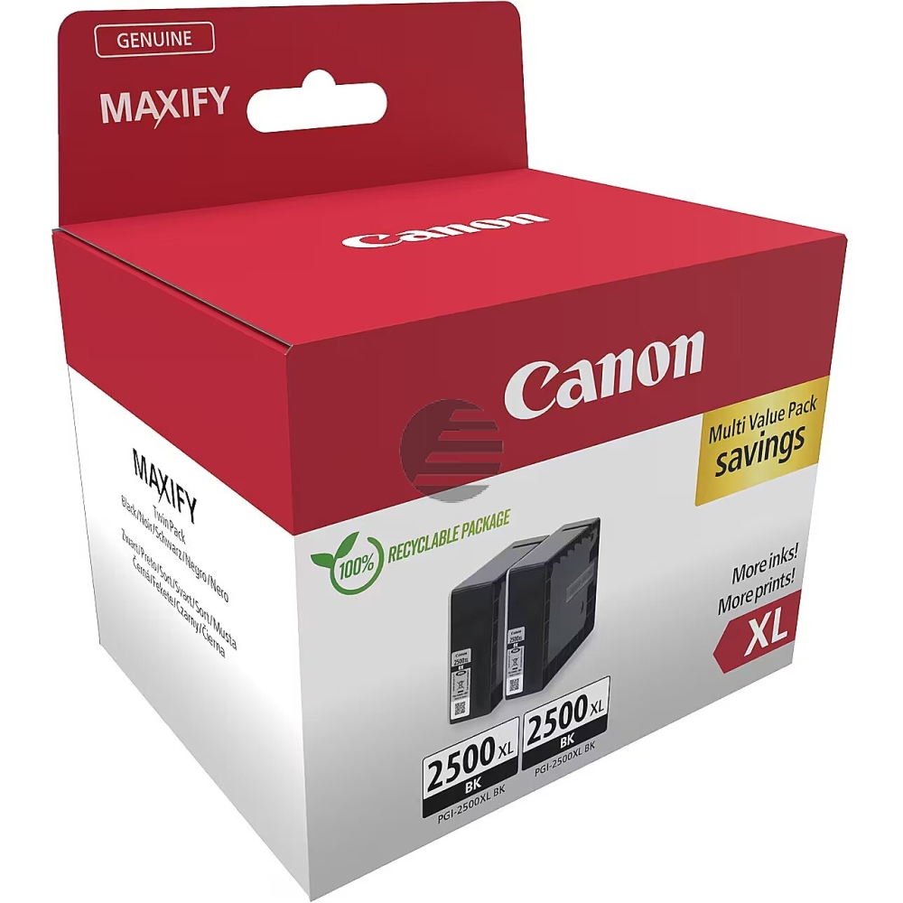 Canon Tintenpatrone 2 x schwarz (9254B011, PGI-2500XLBK)