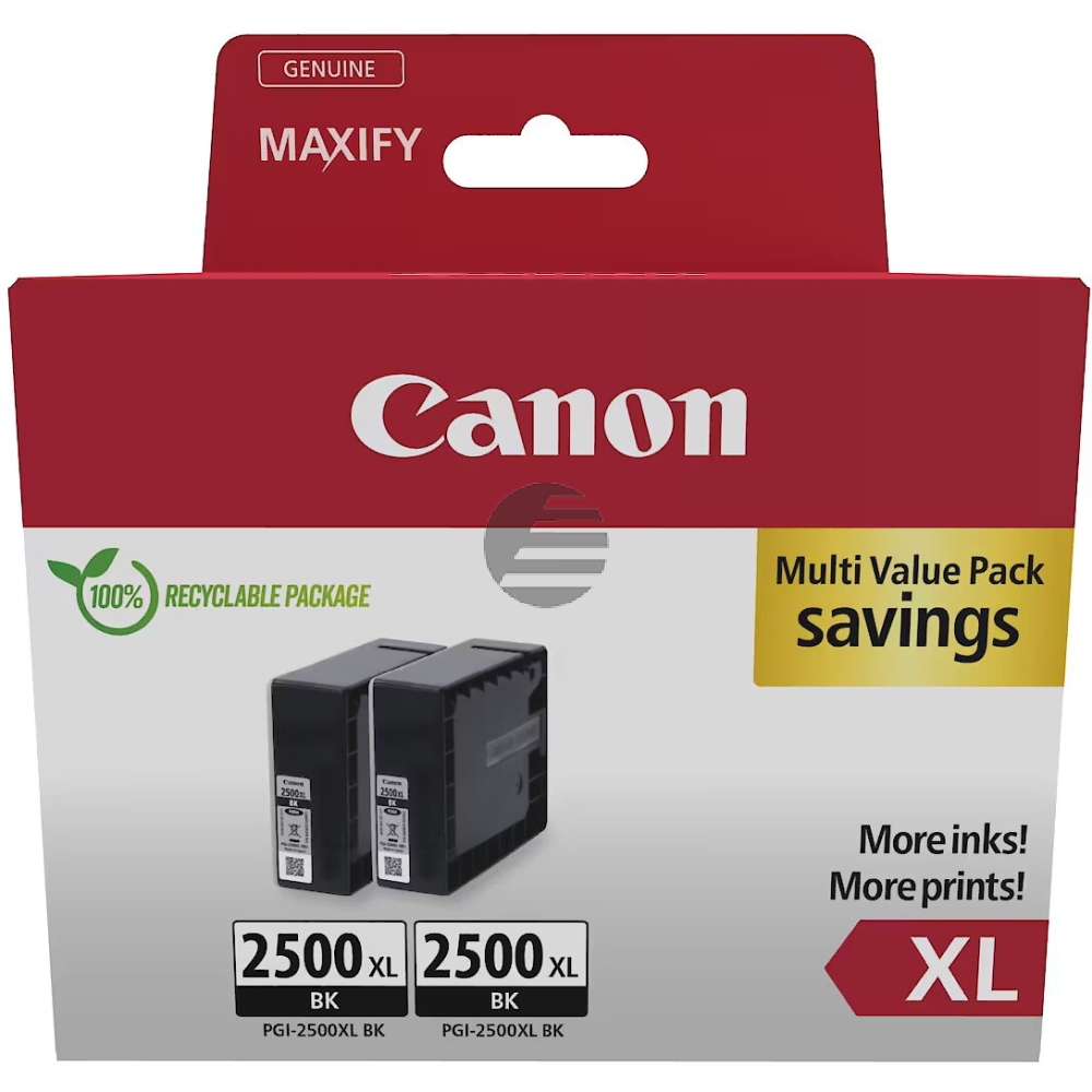 Canon Tintenpatrone 2 x schwarz (9254B011, PGI-2500XLBK)