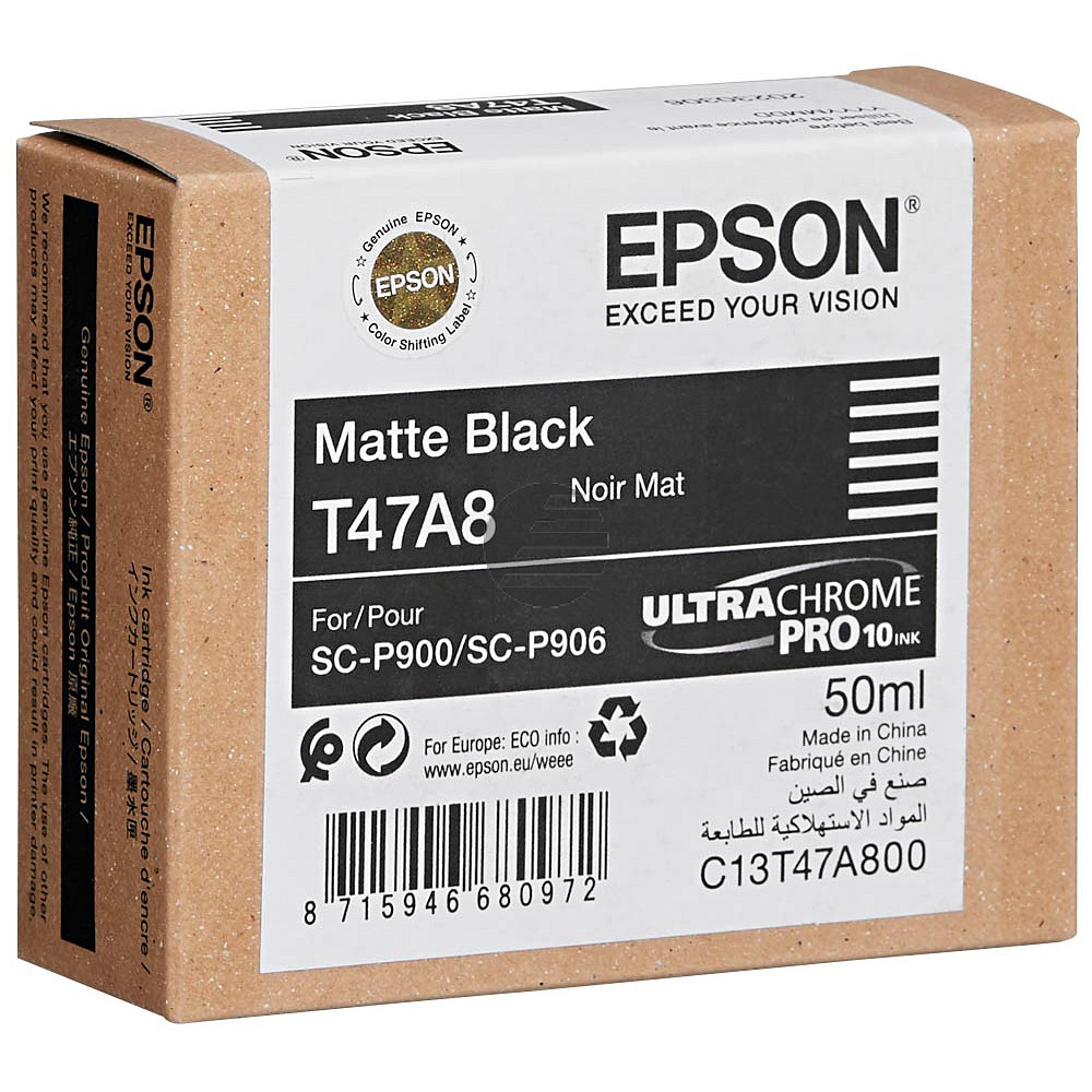 Epson Tintenpatrone schwarz matt (C13T47A80N, T47A8)