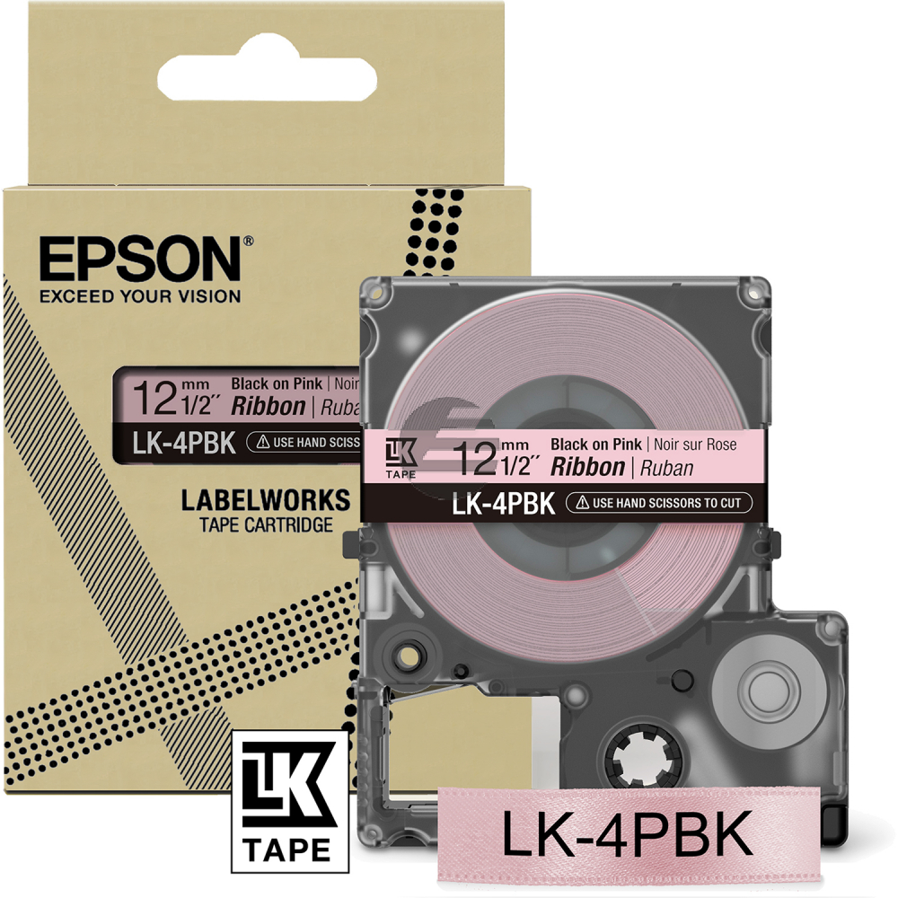 Epson Schriftbandkassette 12mm schwarz/rosa (C53S654031, LK-4PBK)