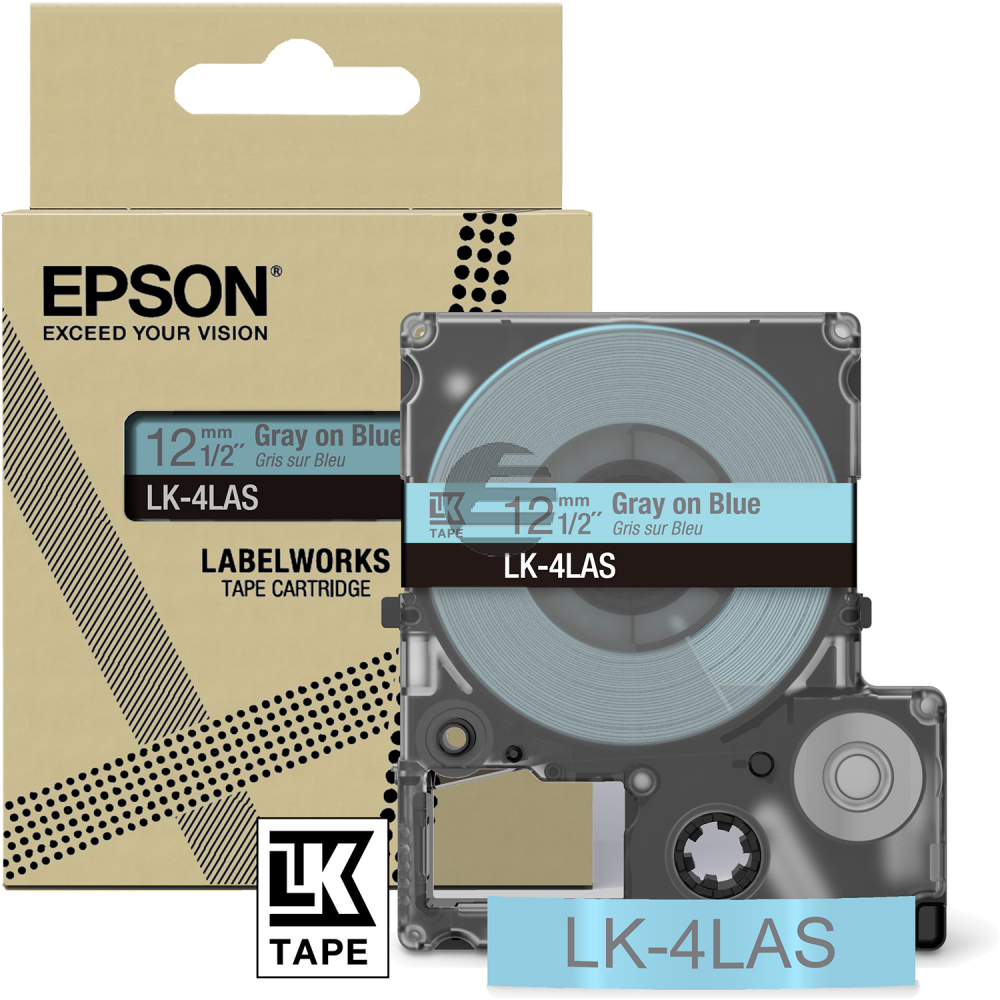 Epson Schriftbandkassette 12mm grau/blau (C53S672106, LK-4LAS)